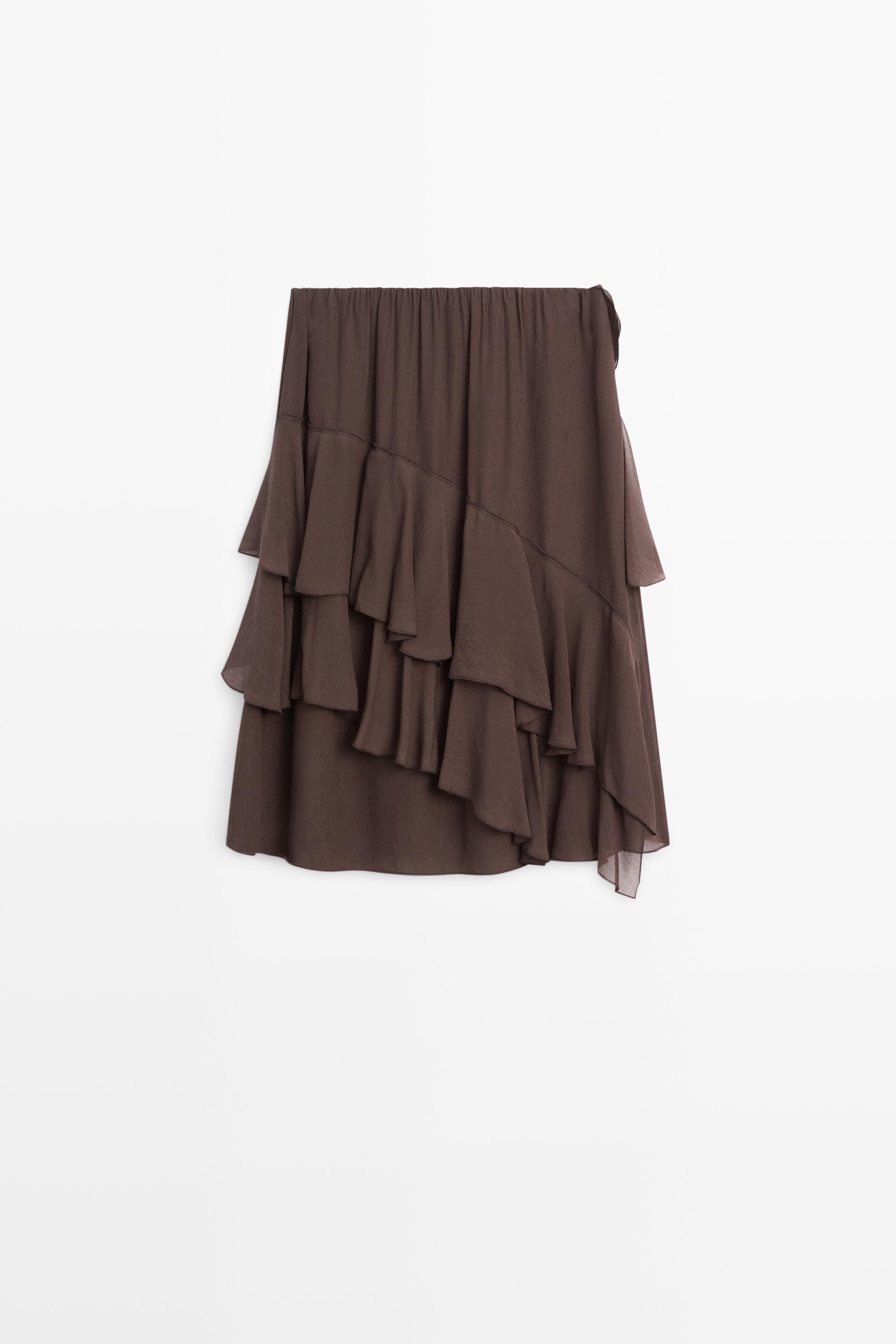 Flowing ruffled midi skirt